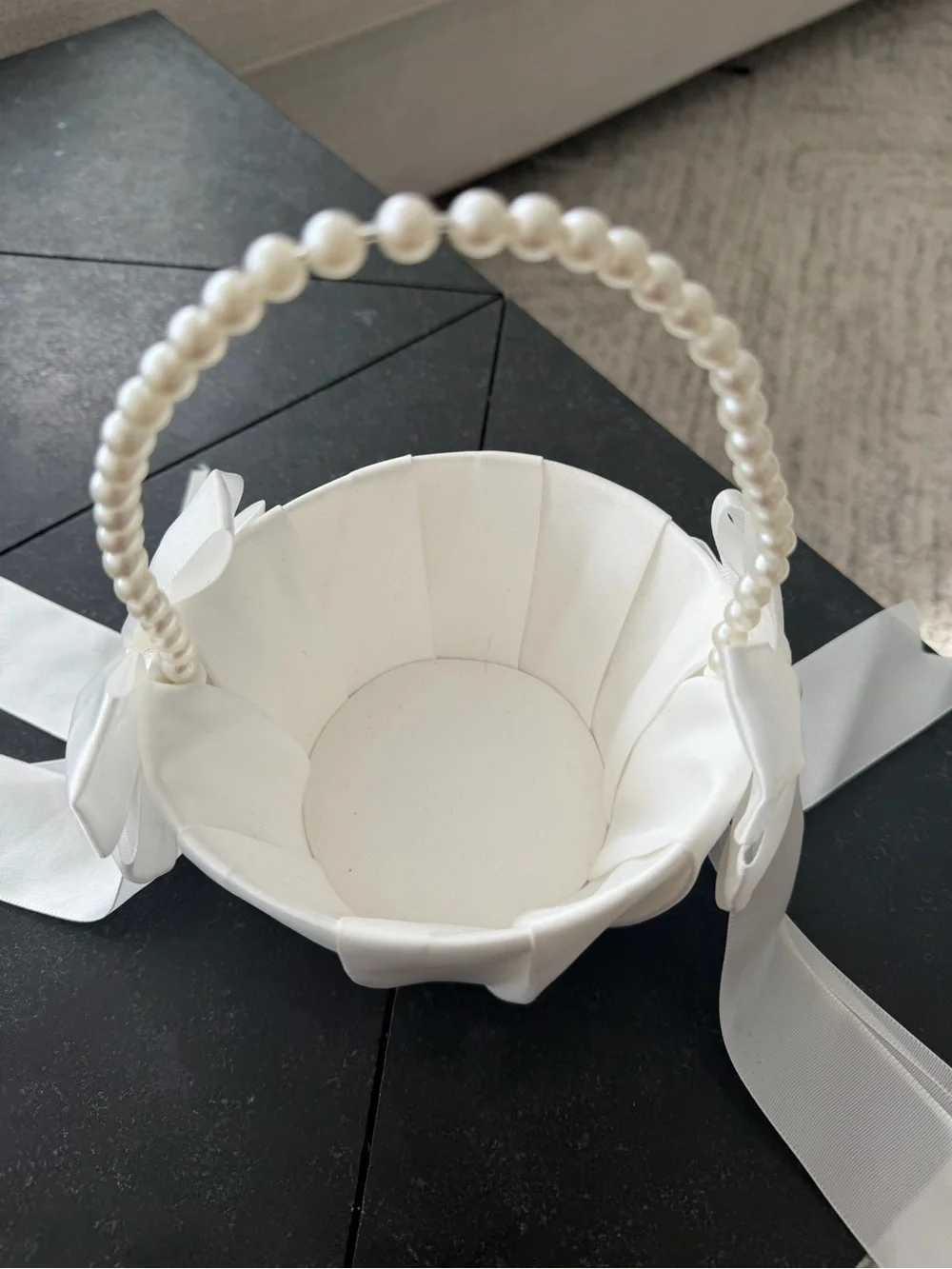 Ring Security Mini Case and White Flower Girl Basket Set